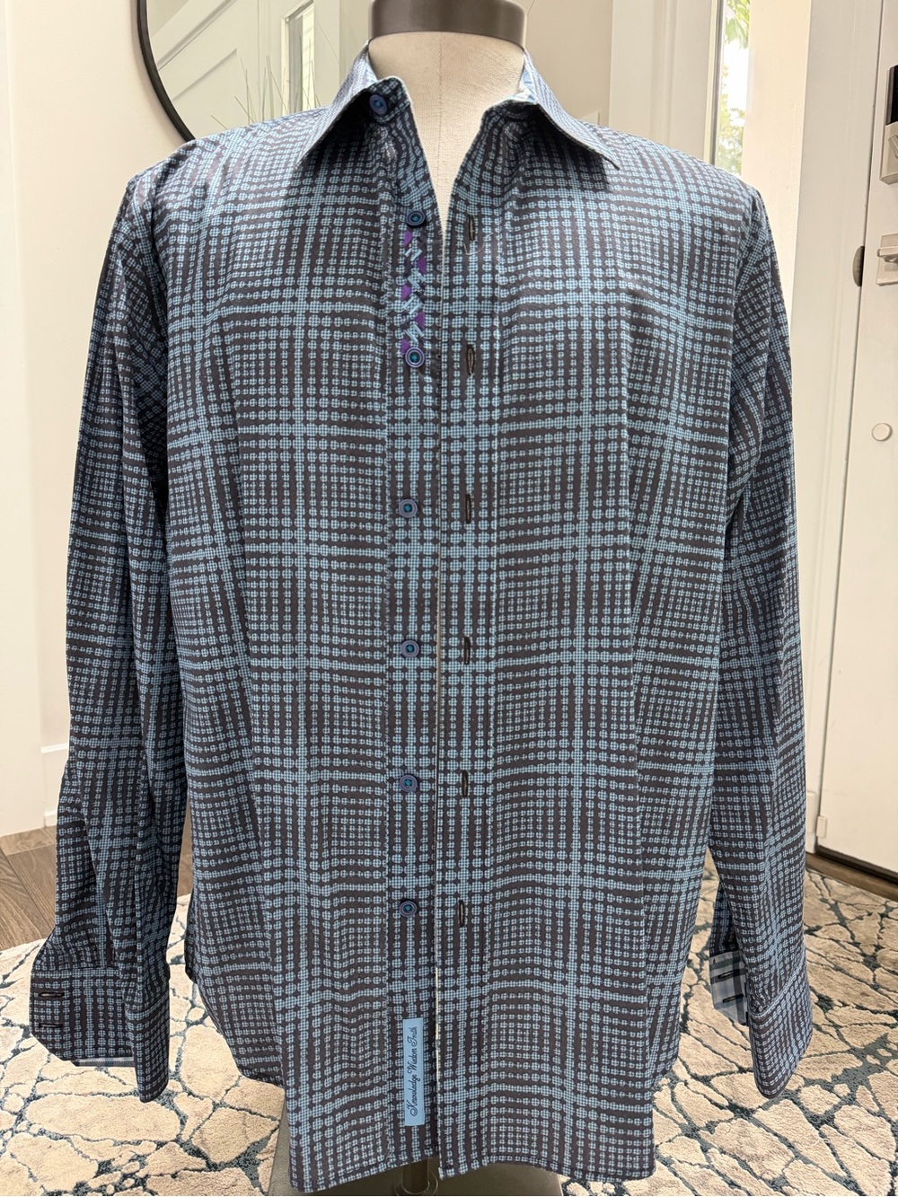 Robert Graham Men's Long-Sleeve Button-Down Shirt in Blue-Toned Pattern